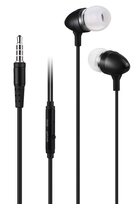 METAL EARPHONES WITH MICROPHONE - BLACK