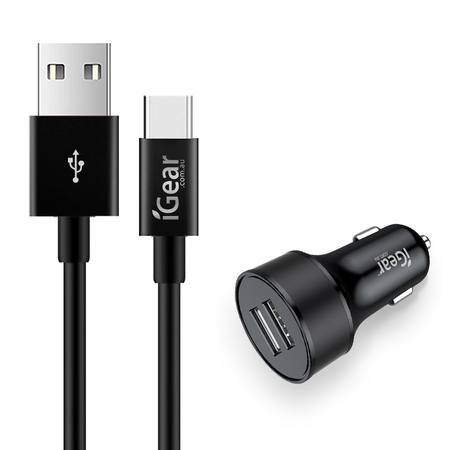 Buy CAR CHARGER - DUAL USB WITH USB-C (Type C) CABLE - BLACK in NZ. 