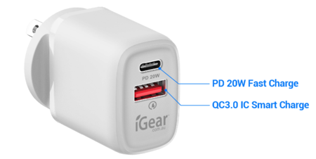 Buy PD20W TYPE C + USB SHARED WALL CHARGER in NZ. 