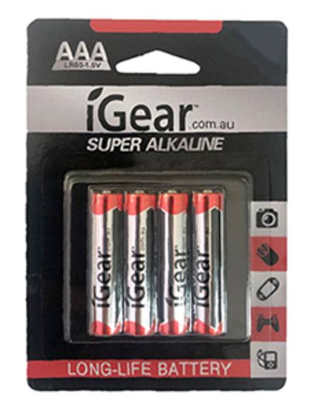 Buy AAA ALKALINE iGear BATTERY 4PK in NZ. 